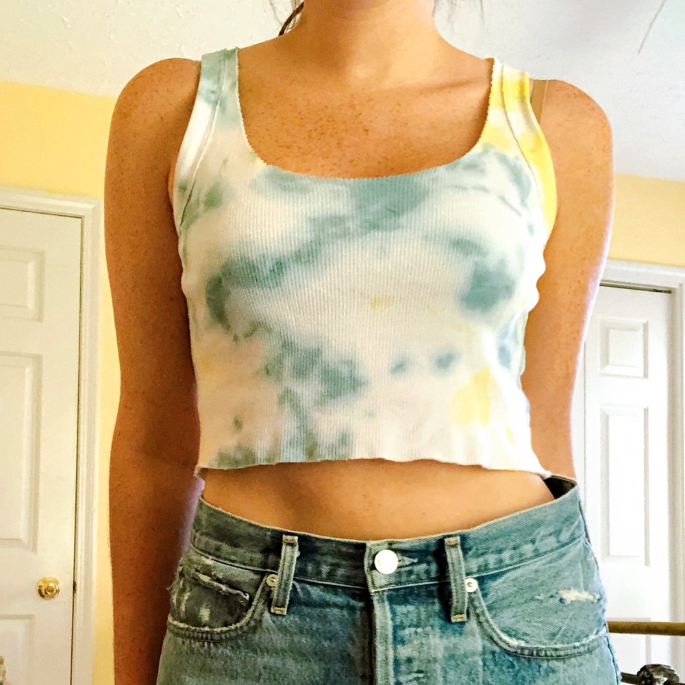 Custom tie dye white tank